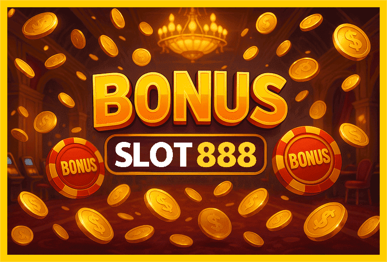 Imagem promovendo bônus SLOT888 com recompensas imperdíveis.